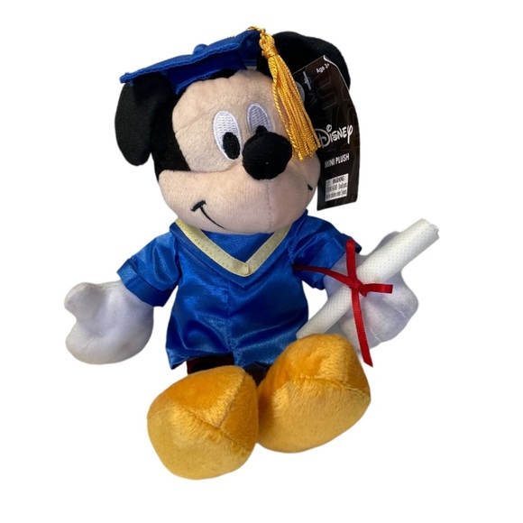 NWT Disney Mickey Mouse Plush 6" in Graduation Cap and Gown with Diploma - Picture 3 of 8
